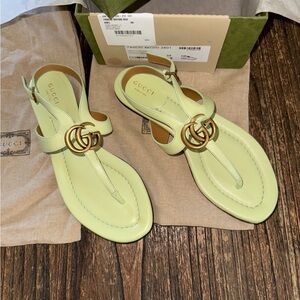 Gucci Women's Napa Charlotte Sandals in Pistachio Green